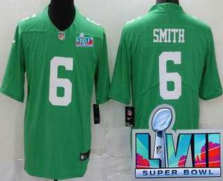 Mens Philadelphia Eagles #6 DeVonta Smith Limited Green Rush Super Bowl LVII Vapor Jersey